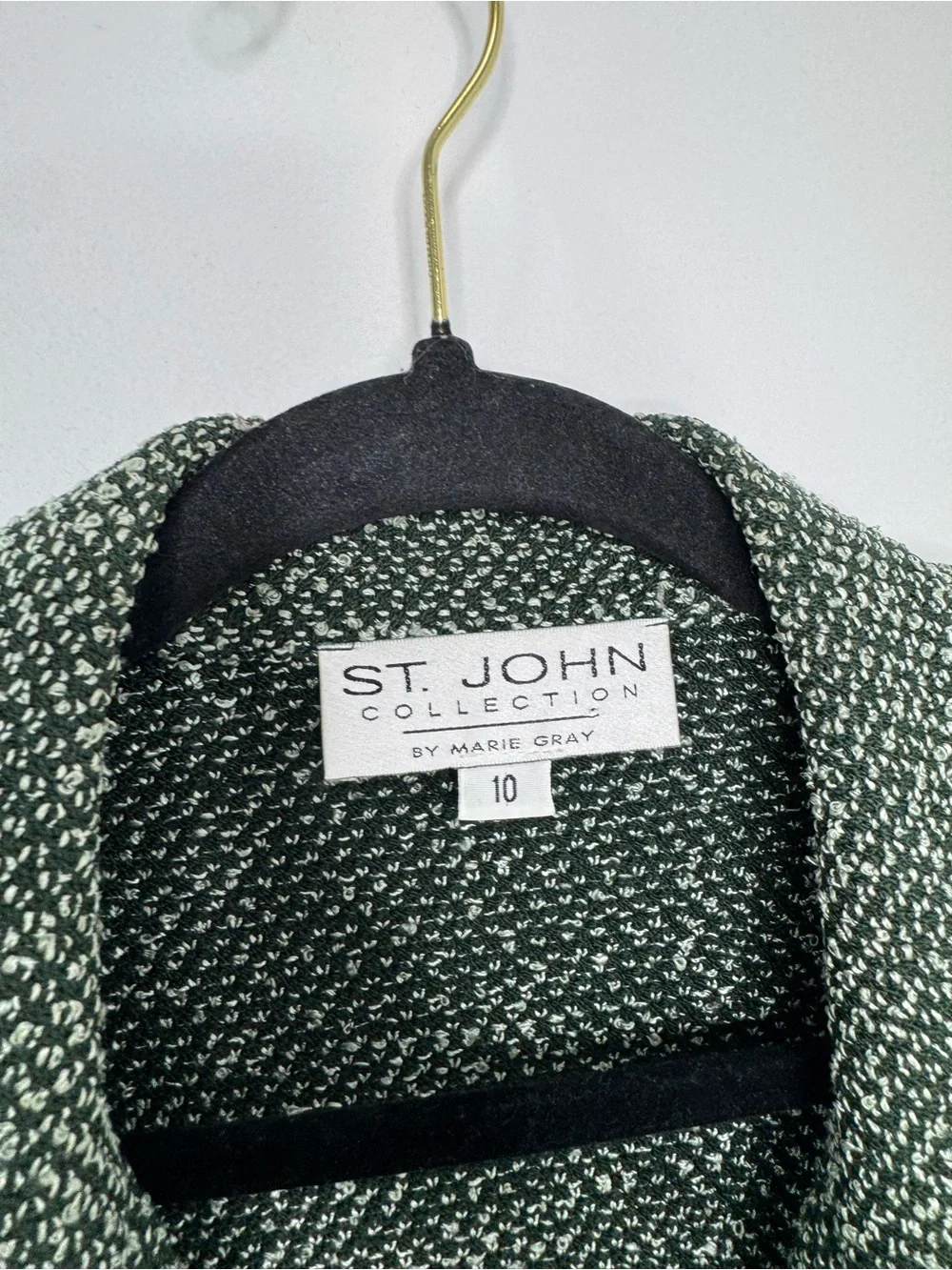 St. John green Tweed Blazer with Gold Buttons 10